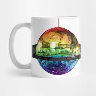 Disco Ball Retro Rainbow Record Planet Mug